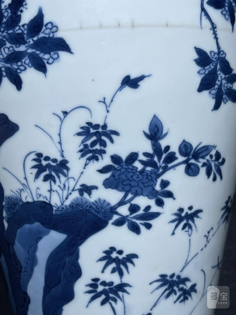 清康熙 青花花鸟纹观音尊 - 图7
